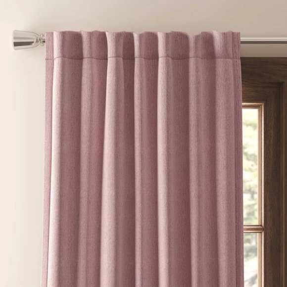Threshold Rose Ash Pink Corded Ribbed Single Blackout Curtain Panel 50" x 63" - Picture 2 of 7